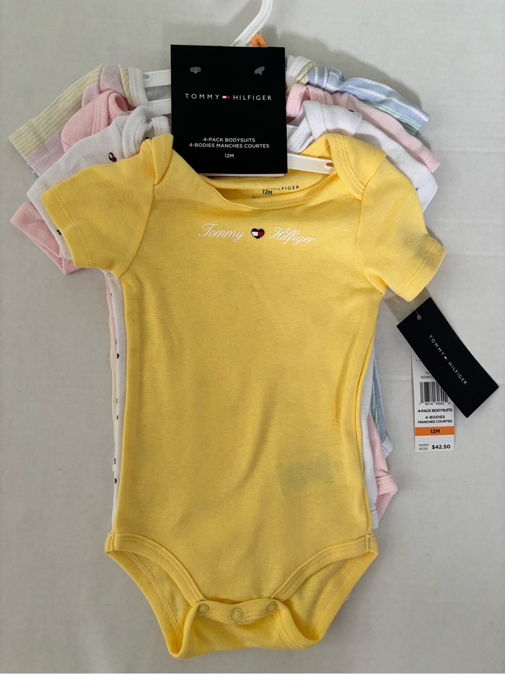 New! Tommy Hilfiger 4-pack infant girls bodysuits 12 months